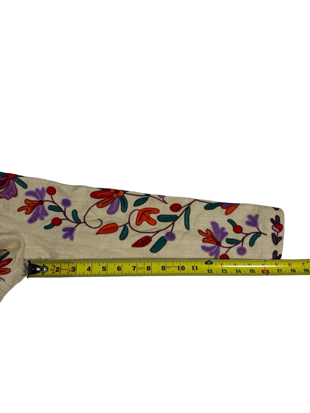 Dolan Jacket XS Embroidered Floral Linen Blend Cropped Boho Festival Colorful - Picture 5 of 12